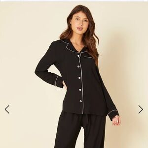 Cosabella Bella Relaxed Long Sleeve Top & Pant Size L Black Ivory Gently Worn